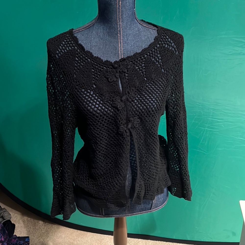 Black Crocheted sweater